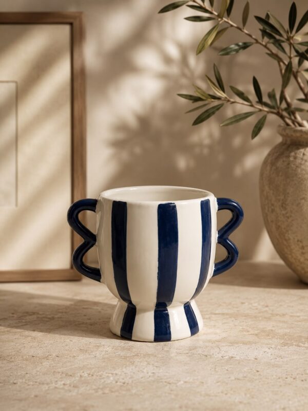 Vazo porcelan me dy doreza blu anash