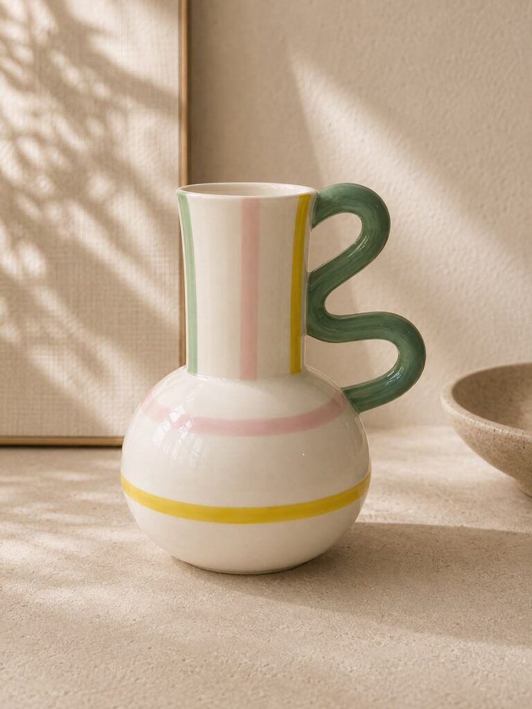 Vazo porcelan me doreze jeshile anash